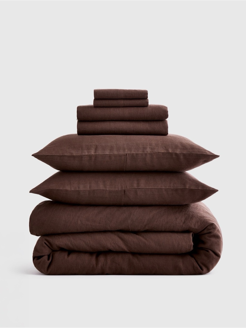Quince European Linen Deluxe Bedding Bundle, King in Espresso